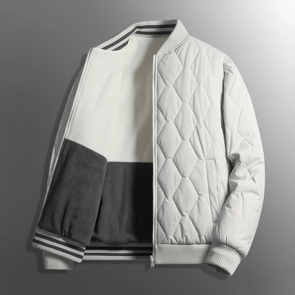 Men's Plus Size Reversible Puffer Coat - Stylish Autumn & Winter Outdoor Jacket with Zipper - Cold-Proof Solid Color Parka