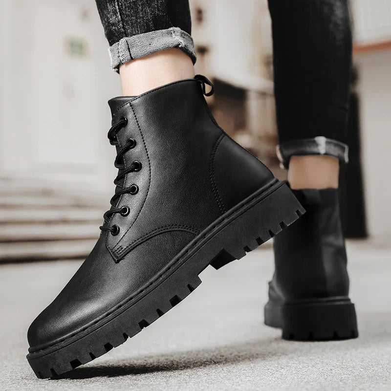 Men's Waterproof High-Top Lace-Up Boots with Anti-Slip Sole - Perfect for Outdoor Adventures