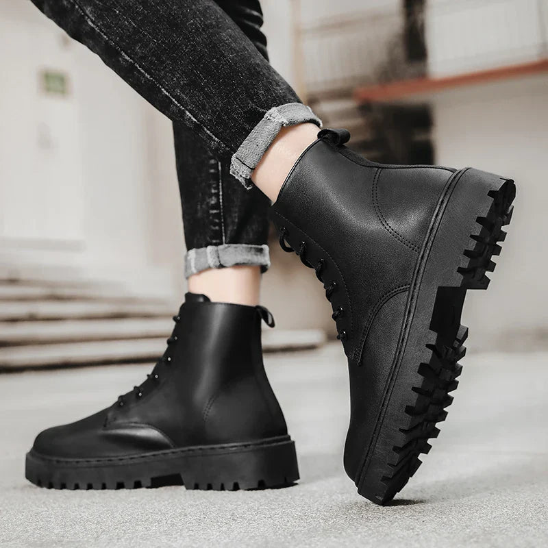 Men's Waterproof High-Top Lace-Up Boots with Anti-Slip Sole - Perfect for Outdoor Adventures