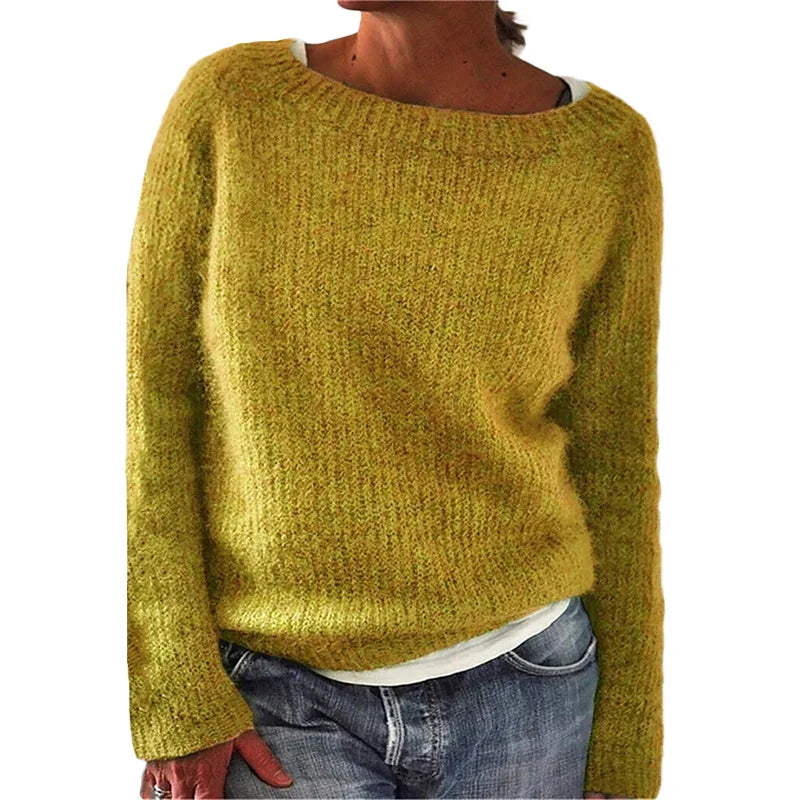 Women's Loose Fit Long Sleeve Knit Jumper - Cozy Casual Sweater for Everyday Wear