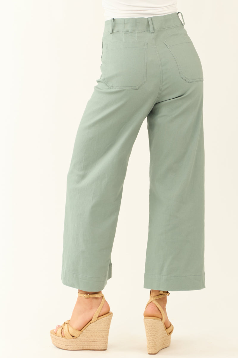 Women's Sage Wide Leg Cropped Jeans with Patch Pockets - Trendy & Comfortable Denim