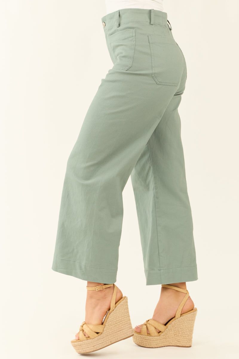 Women's Sage Wide Leg Cropped Jeans with Patch Pockets - Trendy & Comfortable Denim