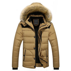 Men's Thick Fur Collar Hooded Parka - Warm Down Jacket with Wool Liner for Winter - Stylish & Cozy Outerwear