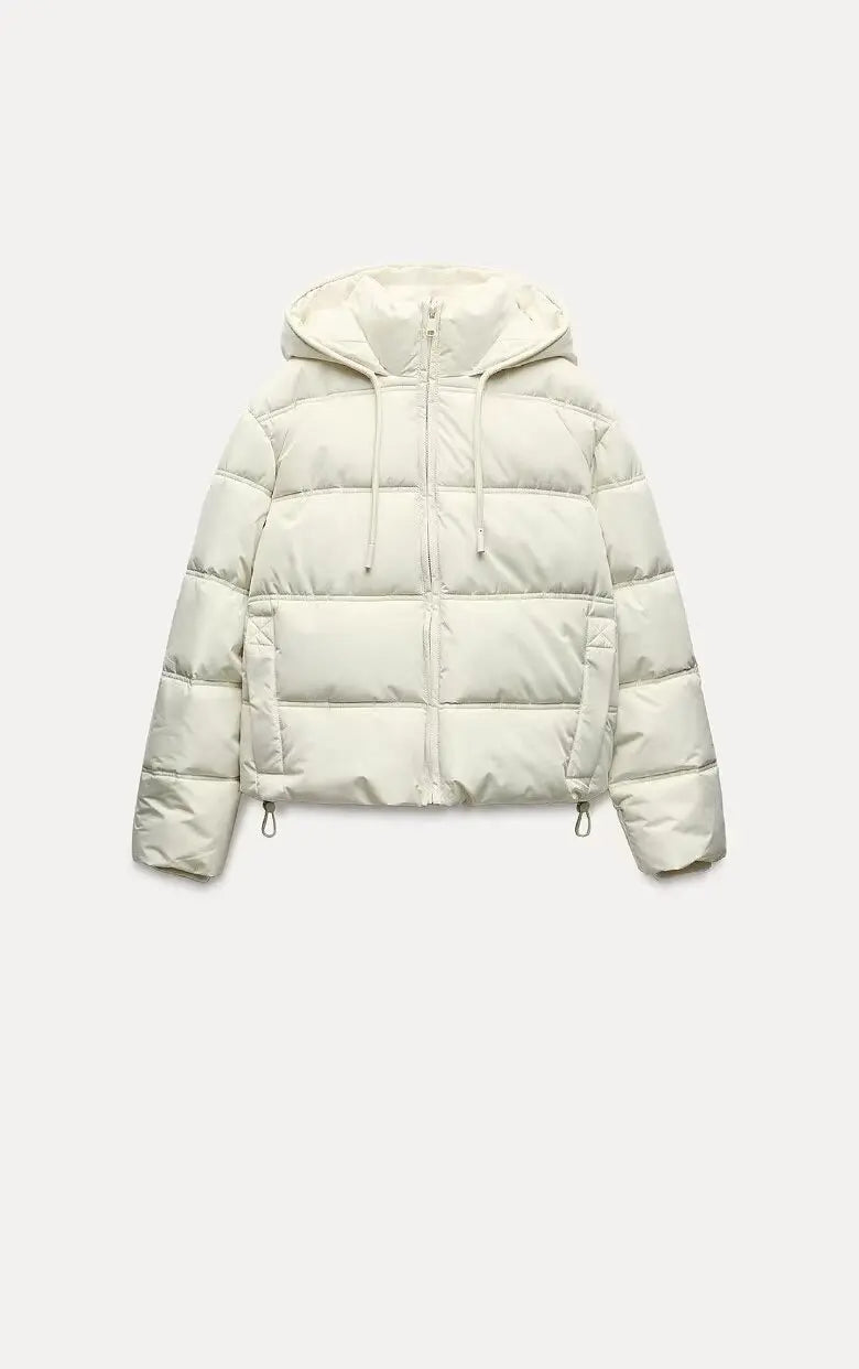Women's Casual Quilted Hooded Puffer Jacket - Warm Insulated Winter Coat