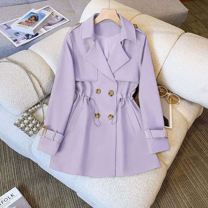 Women's Mid-Length Cotton Trench Coat - Stylish & Comfortable Outerwear