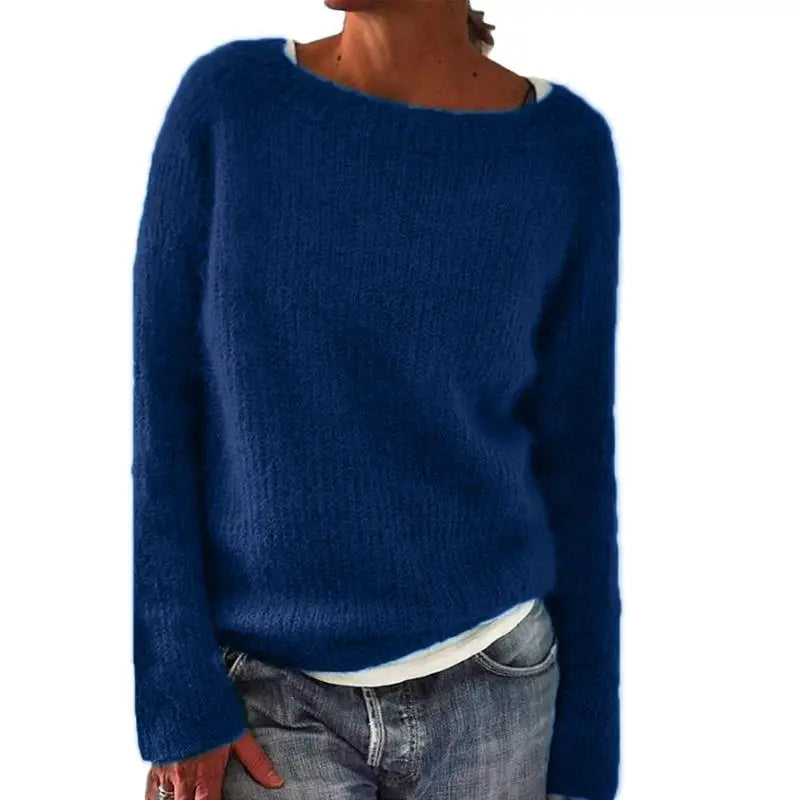 Women's Loose Fit Long Sleeve Knit Jumper - Cozy Casual Sweater for Everyday Wear