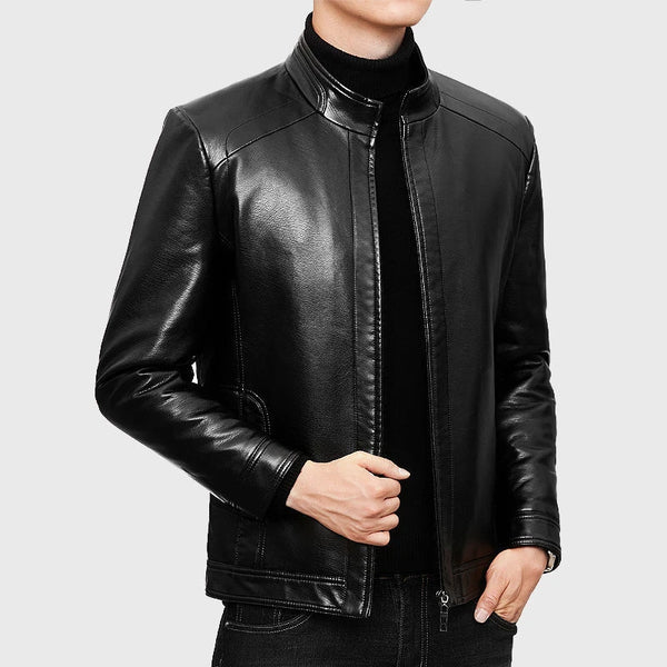 Men's Slim Fit Leather Blazer Jacket - Fashionable Casual Outerwear for Streetwear - Stylish Men's Leather Suit Coat