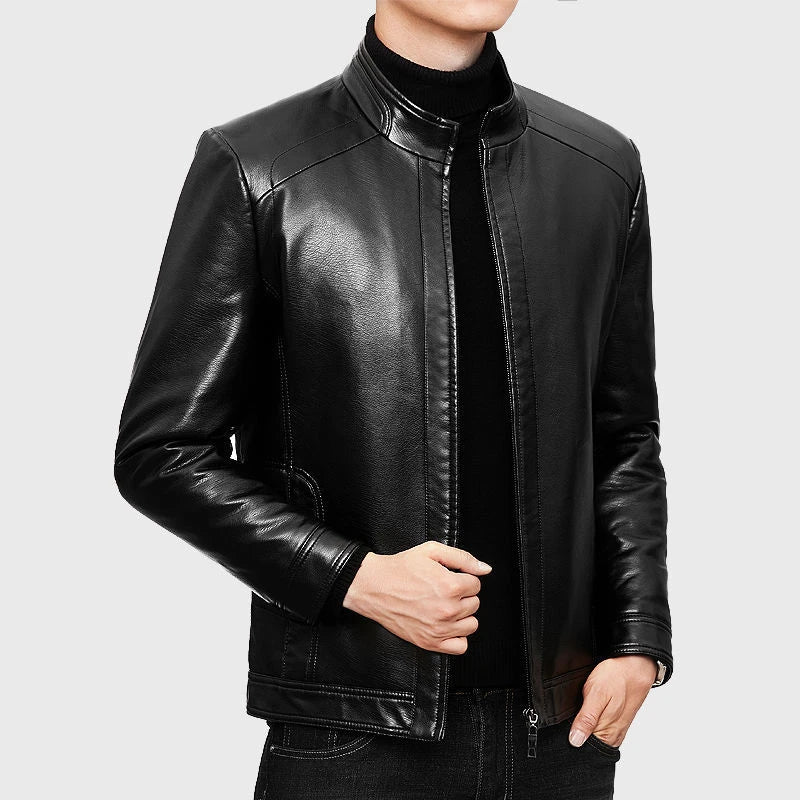 Men's Slim Fit Leather Blazer Jacket - Fashionable Casual Outerwear for Streetwear - Stylish Men's Leather Suit Coat