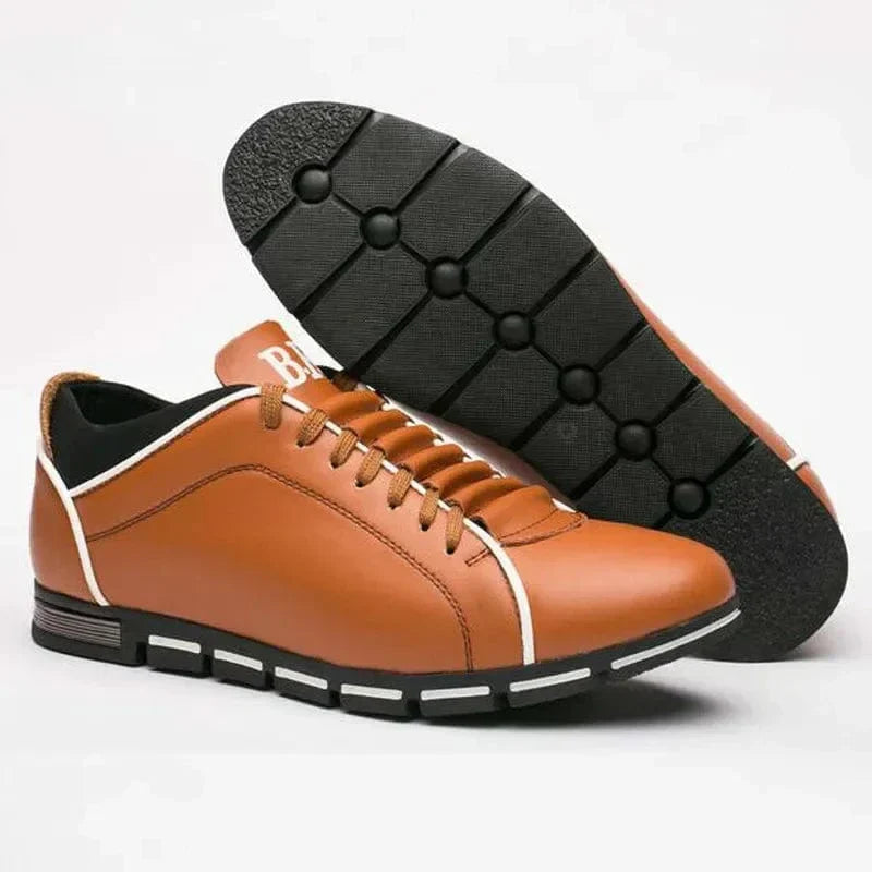 Men's Casual Lace-Up Sneakers with Stylish Contrast Stitch Sole - Comfortable & Versatile Footwear for Everyday Wear