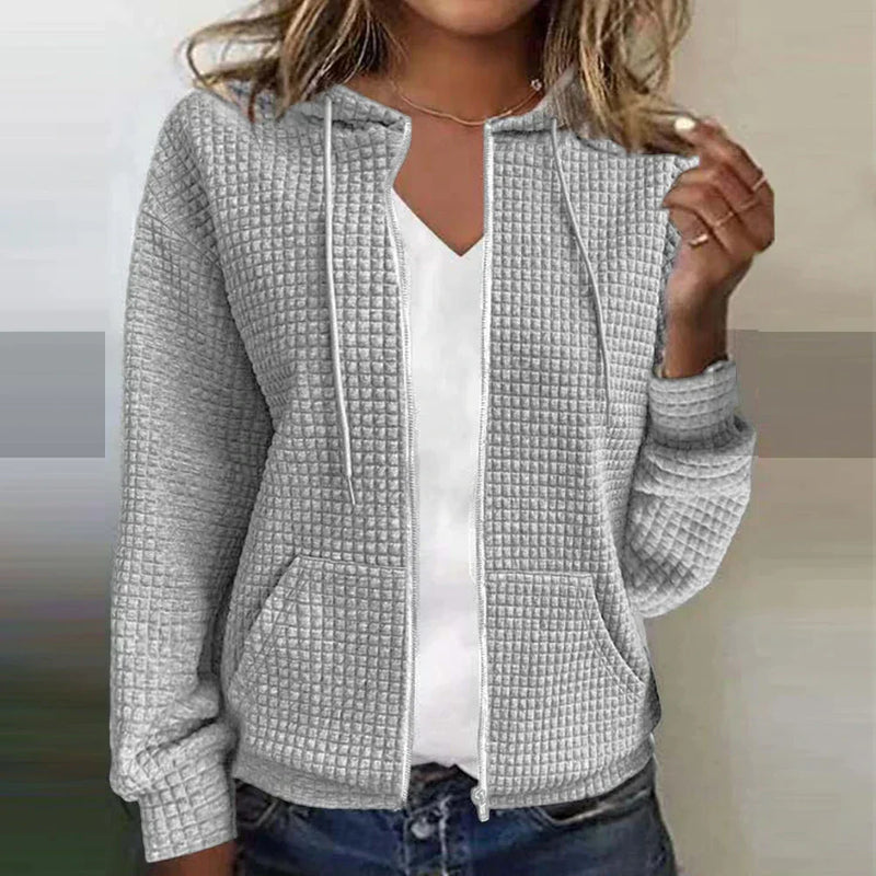 Women's Quilted Hooded Jacket - Casual Zip Front - Regular Fit - Stylish & Comfortable Outerwear