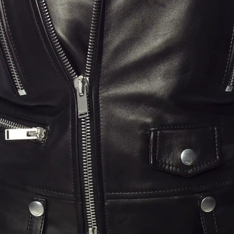 Scarlett Women's Black Leather Biker Jacket - Classic Motorcycle Style, Premium Quality, Perfect Fit
