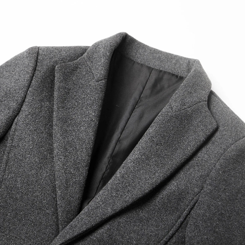 Men's Slim Fit Long Coat - Classic Lapel Design, Stylish Outerwear for Every Occasion