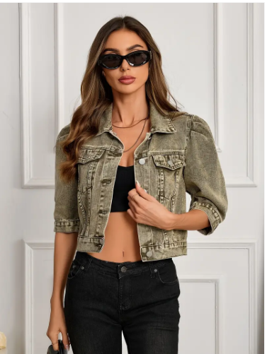 Stylish Women's Short Denim Jacket - Trendy Casual Outerwear for Every Season