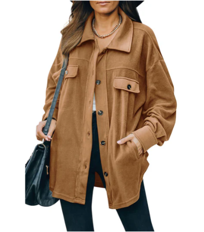 Cozy Women's Fleece Jacket with Stylish Button Placket - Perfect for Layering & Outdoor Activities