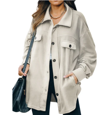 Cozy Women's Fleece Jacket with Stylish Button Placket - Perfect for Layering & Outdoor Activities