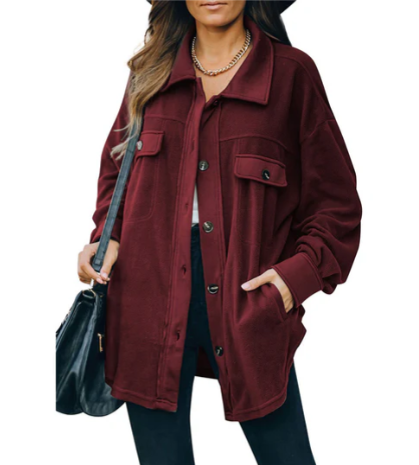 Cozy Women's Fleece Jacket with Stylish Button Placket - Perfect for Layering & Outdoor Activities