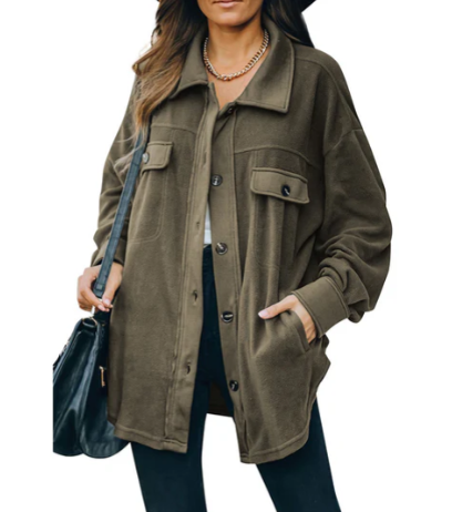 Cozy Women's Fleece Jacket with Stylish Button Placket - Perfect for Layering & Outdoor Activities