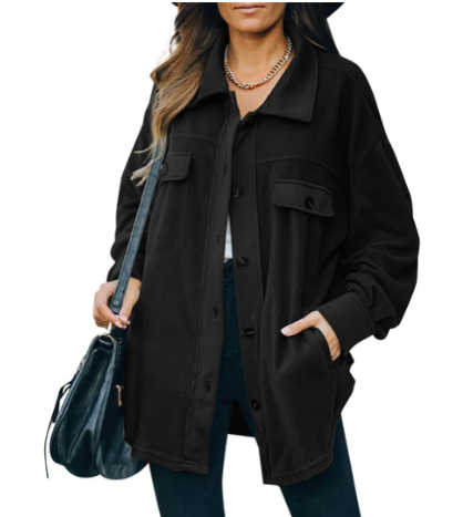 Cozy Women's Fleece Jacket with Stylish Button Placket - Perfect for Layering & Outdoor Activities