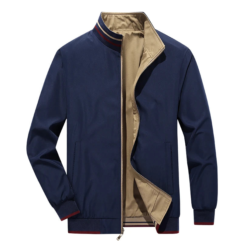 Men's Reversible Windbreaker, Casual Business Slim Jackets, Solid Document Jackets, ChimMens Clothing, High Quality, Fashion
