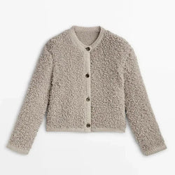 Women's Cozy Teddy Fleece Jacket - Button Front, Soft Texture, Casual Style