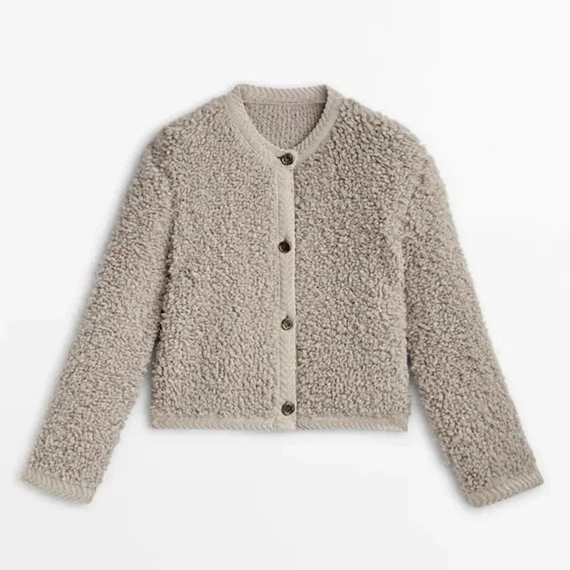 Women's Cozy Teddy Fleece Jacket - Button Front, Soft Texture, Casual Style