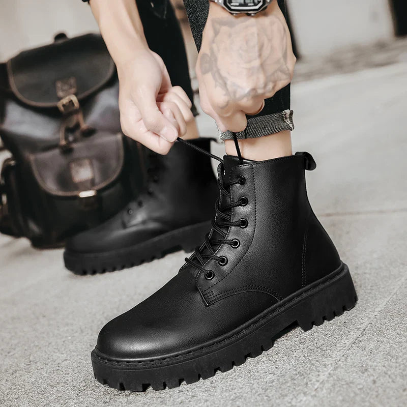 Men's Waterproof High-Top Lace-Up Boots with Anti-Slip Sole - Perfect for Outdoor Adventures