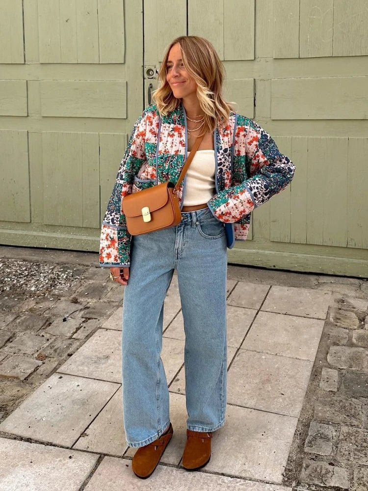 Women's Spring Coat - Stylish Patchwork Design for Trendy Spring Fashion