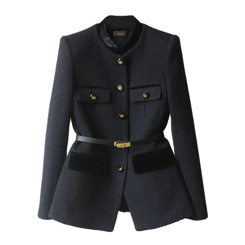 Stylish Women's Wool Coat with Button Closure - Warm & Elegant Outerwear for Fall & Winter