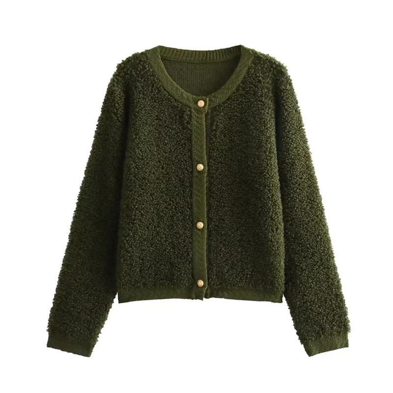 Women's Cozy Teddy Fleece Jacket - Button Front, Soft Texture, Casual Style