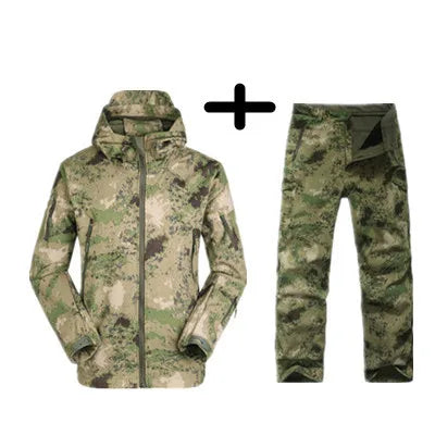 TAD Gear Men's Tactical Softshell Camouflage Jacket Set - Waterproof Windbreaker for Hunting & Outdoor Activities