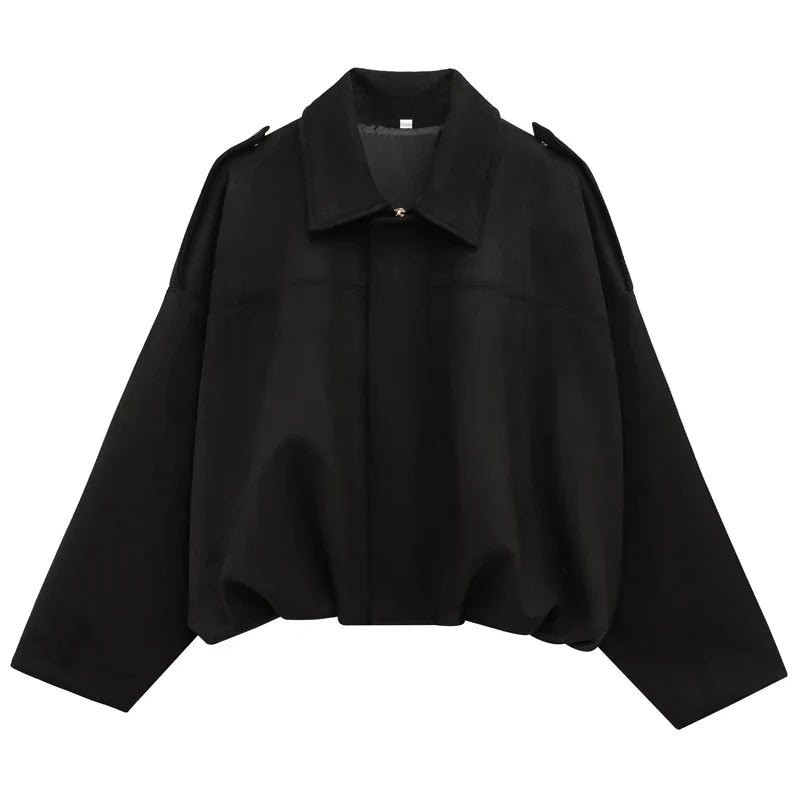 Stylish Women's Cropped Bomber Jacket with Lapel Collar & Zip Front - Trendy Outerwear for Every Season