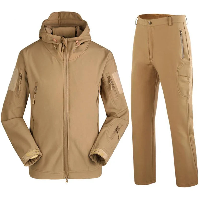 Men's TAD Gear Tactical Softshell Camouflage Jacket & Pants Set - Waterproof Windbreaker for Mountain Hunting & Outdoor Activities