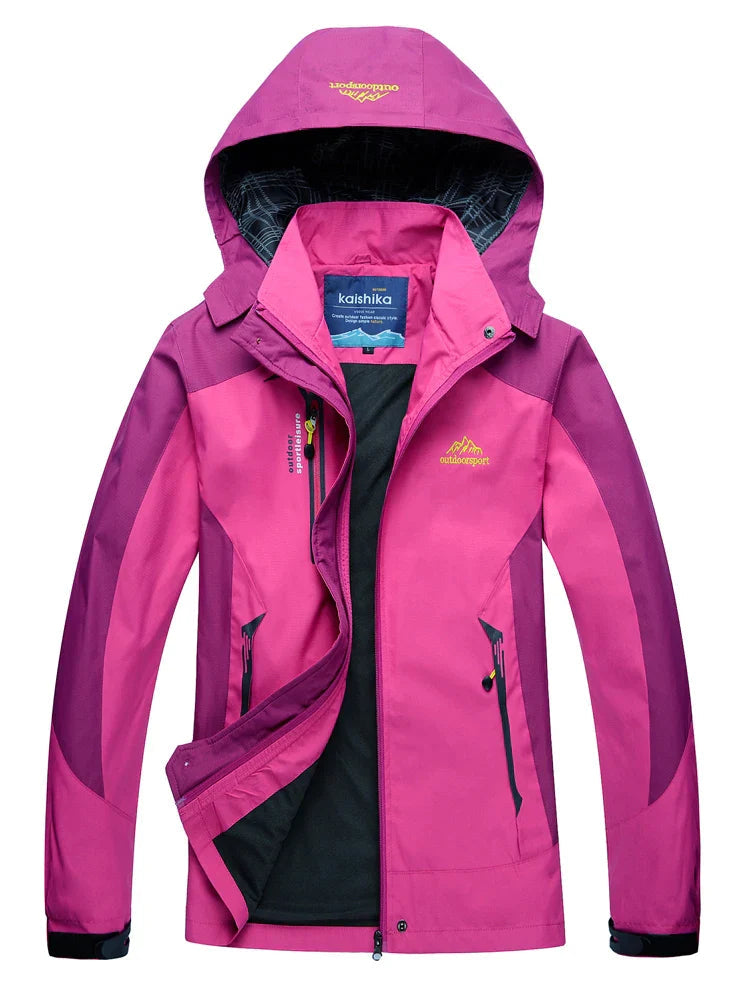 Women's Waterproof Windbreaker Jacket with Sporty Hood, Lightweight & Breathable Outdoor Jacket for Active Lifestyle