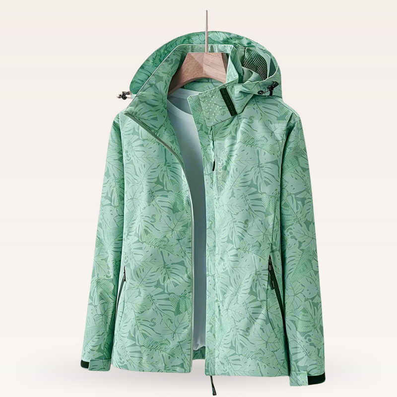 Women's Waterproof Hooded Rain Jacket with Zippered Pockets - Lightweight & Breathable Outdoor Coat
