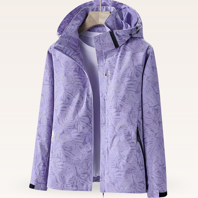 Women's Waterproof Hooded Rain Jacket with Zippered Pockets - Lightweight & Breathable Outdoor Coat