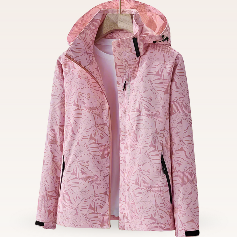 Women's Waterproof Hooded Rain Jacket with Zippered Pockets - Lightweight & Breathable Outdoor Coat
