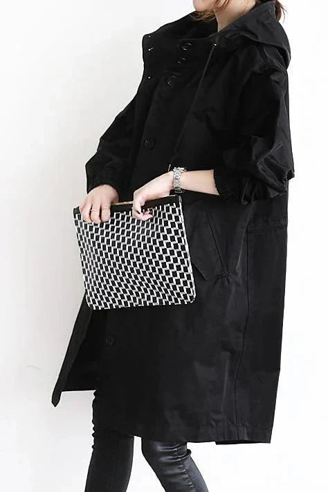 Women's Oversized Hooded Rain Jacket - Button Front, Pockets, Waterproof & Stylish Outerwear