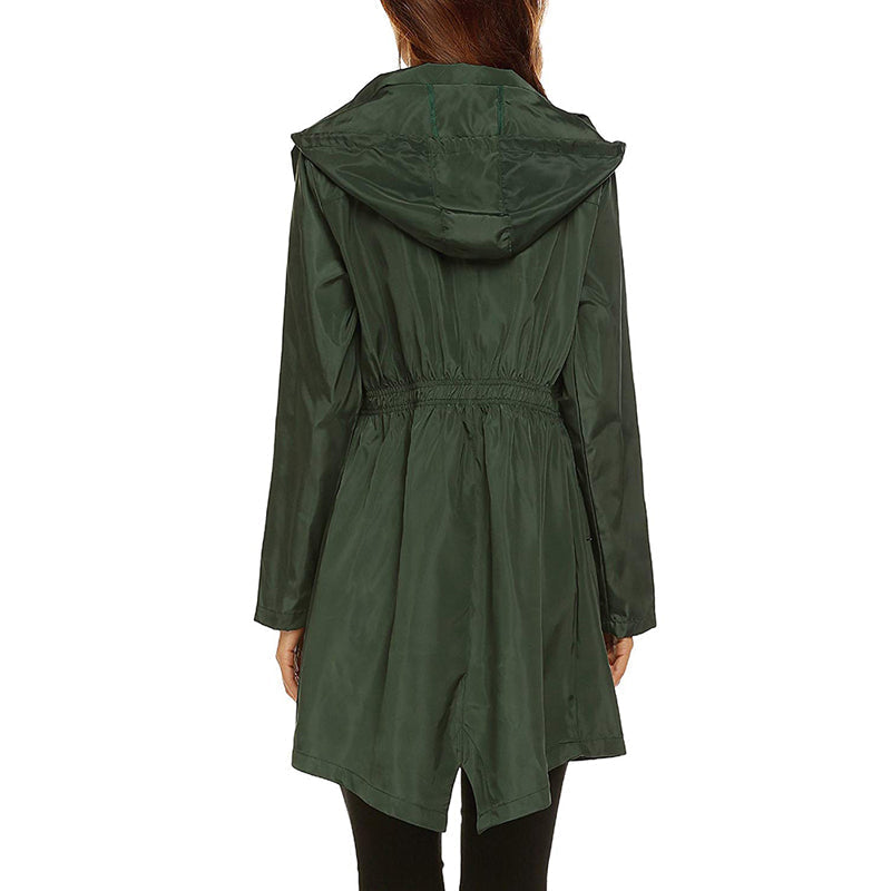 Women's Lightweight Packable Raincoat - Water-Resistant with Cinched Waist - Perfect for Travel & Outdoor Activities