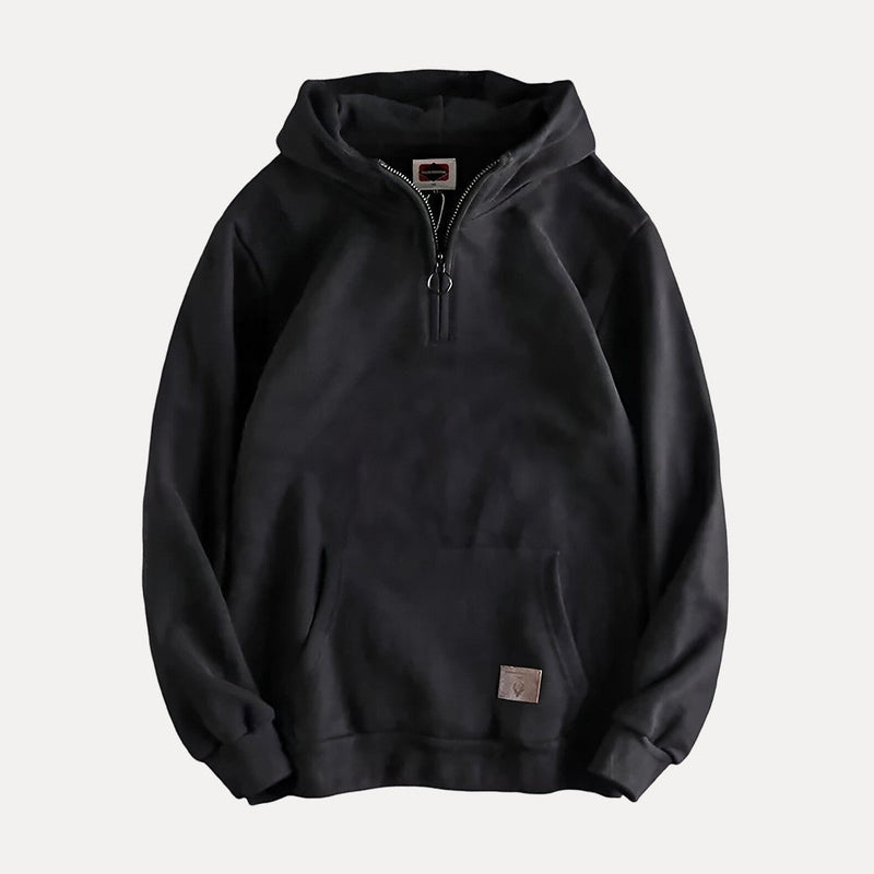 Men's Minimalist Half-Zip Hoodie with Kangaroo Pocket - Stylish & Comfortable Activewear