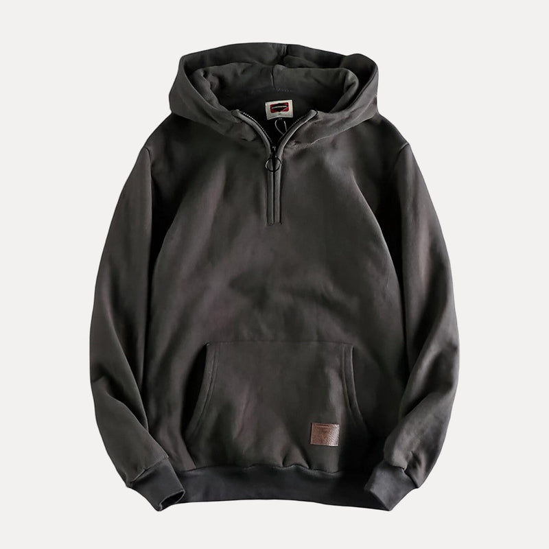 Men's Minimalist Half-Zip Hoodie with Kangaroo Pocket - Stylish & Comfortable Activewear
