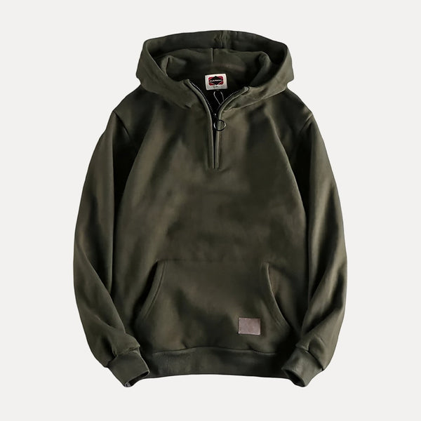 Men's Minimalist Half-Zip Hoodie with Kangaroo Pocket - Stylish & Comfortable Activewear