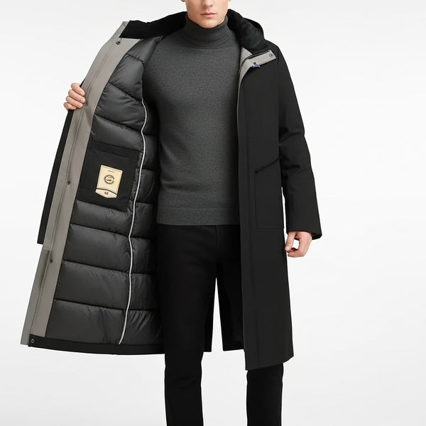 Men's Winter Fleece Long Parka Jacket with Hood - Casual Windbreaker Overcoat for Cold Weather