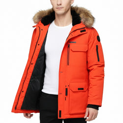 Men's Stylish Thick Winter Parka with Hood - Trendy Down Collar Casual Outerwear for Ultimate Warmth