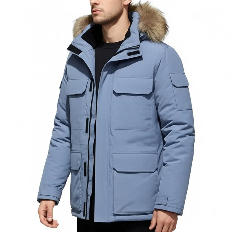 Men's Stylish Thick Winter Parka with Hood - Trendy Down Collar Casual Outerwear for Ultimate Warmth