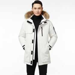 Men's Stylish Thick Winter Parka with Hood - Trendy Down Collar Casual Outerwear for Ultimate Warmth