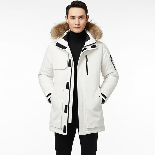 Men's Stylish Thick Winter Parka with Hood - Trendy Down Collar Casual Outerwear for Ultimate Warmth