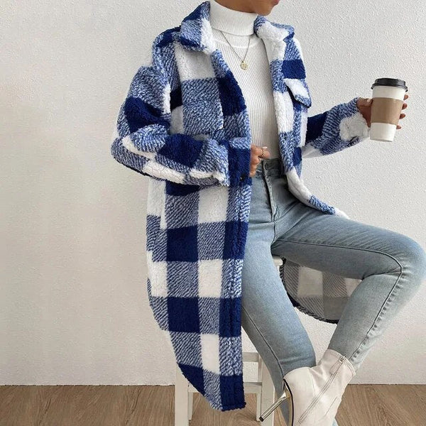 Giovana Women's Plaid Jacket with Cozy Polar Fleece Lining - Stylish & Warm Outerwear