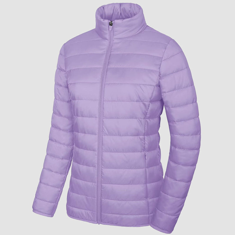 Women's Lightweight Quilted Puffer Jacket - Full Zip Winter Coat for Ultimate Warmth & Style