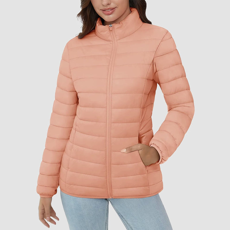 Women's Lightweight Quilted Puffer Jacket - Full Zip Winter Coat for Ultimate Warmth & Style
