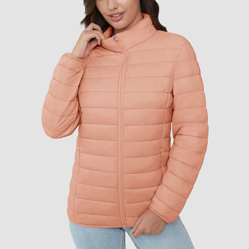 Women's Lightweight Quilted Puffer Jacket - Full Zip Winter Coat for Ultimate Warmth & Style